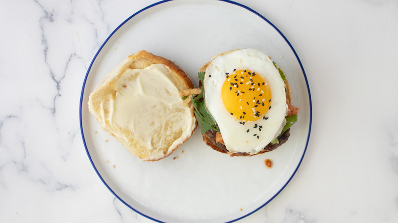 fried egg on burger