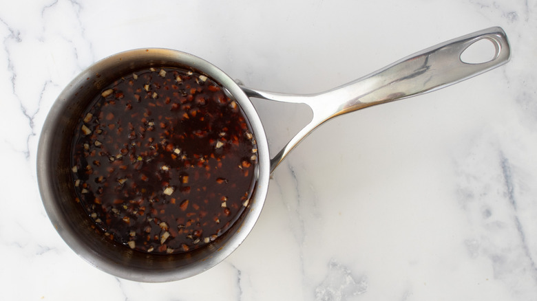 thick glaze in saucepan