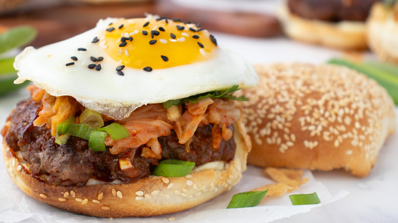 korean bbq burger with egg