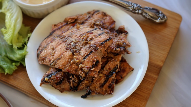 plate of grilled salmon