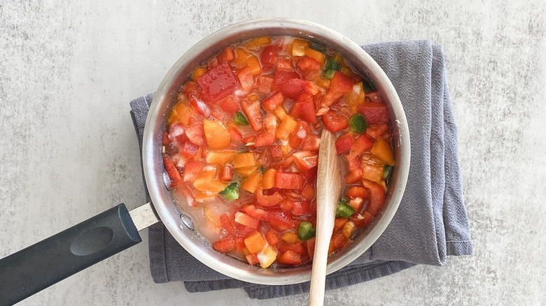 bell pepper jelly in saucepan