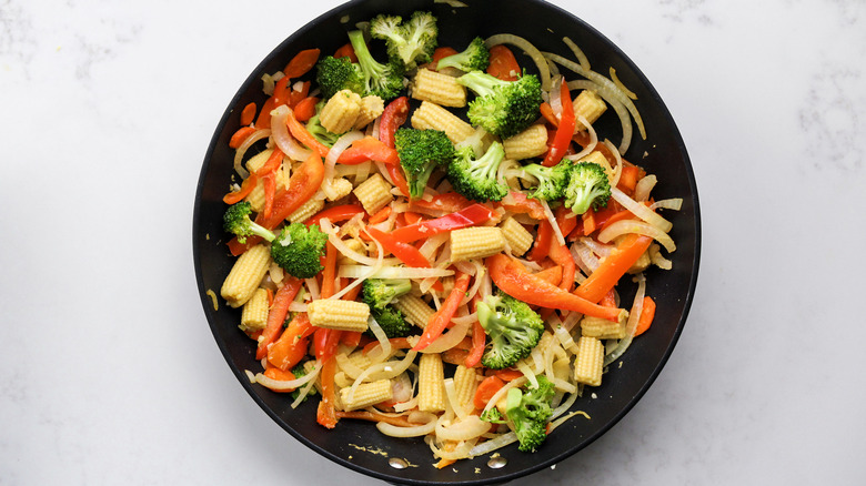 vegetable stir-fry in skillet