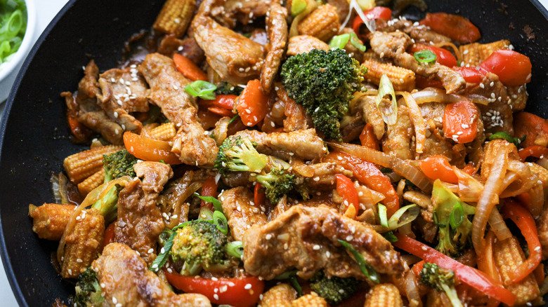 pork stir-fry closeup