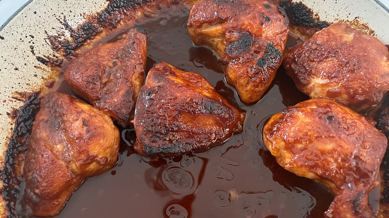 browned chicken in pan