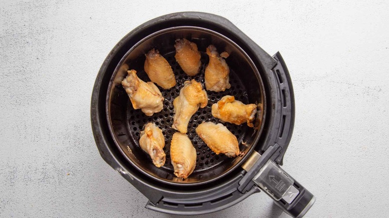 cooked wings in an air fryer