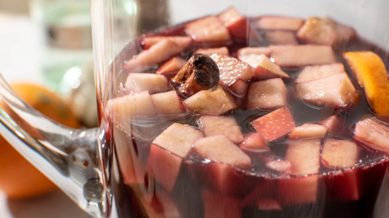 fruit and cinnamon stick in red wine