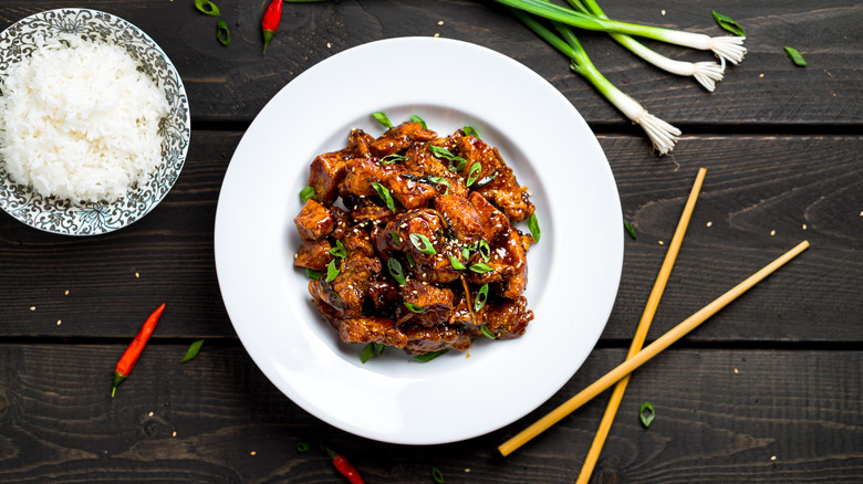 General Tso's chicken on plate