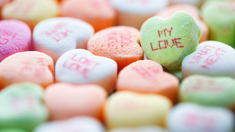 Conversation Hearts close up