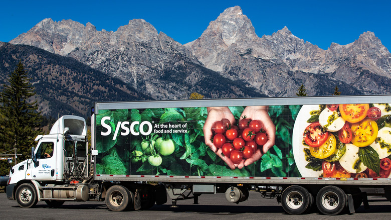 Sysco truck in front of mountains