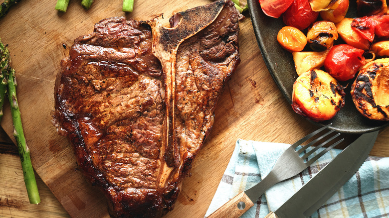 t-bone steak with sides