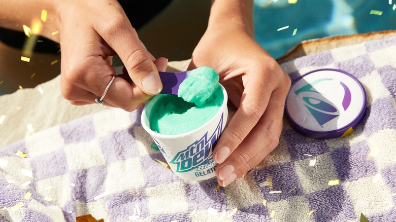 Person holding Baja Blast gelato