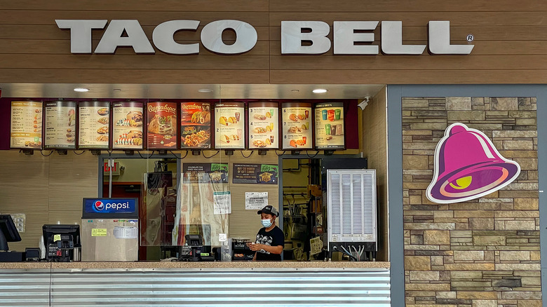 Taco Bell store front and menu