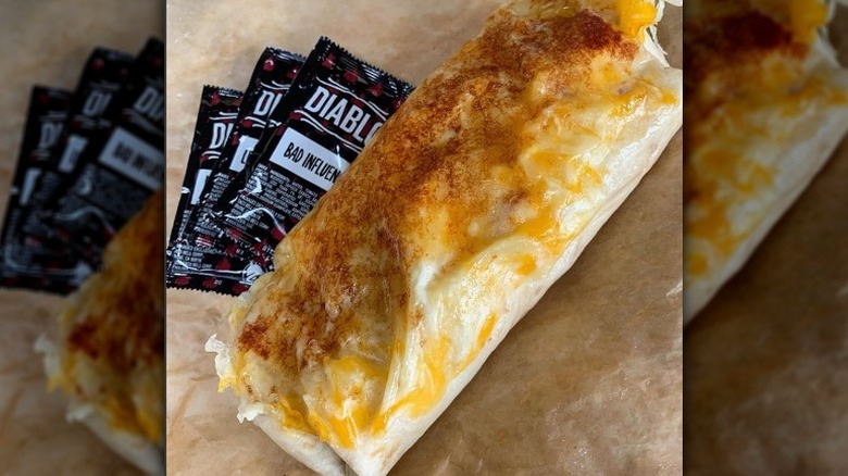 Taco Bell Grilled Cheese Burrito   with Diablo sauce