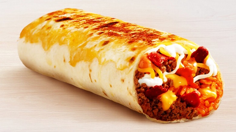 grilled cheese burrito on wooden surface