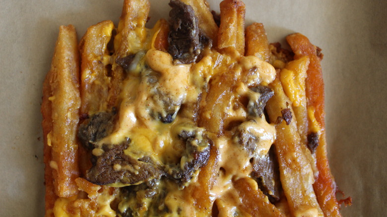 closeup Grilled Cheese Nacho Fries