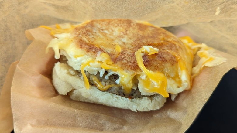 A photo of the Taco Bell Grilled Cheese Biscuit Sandwich