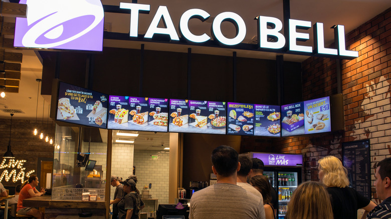 Taco Bell counter and menu