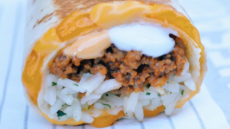 A close up of a Taco Bell Quesarito