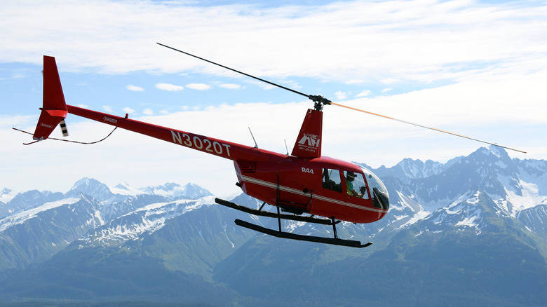 Helicopter flying over Alaska