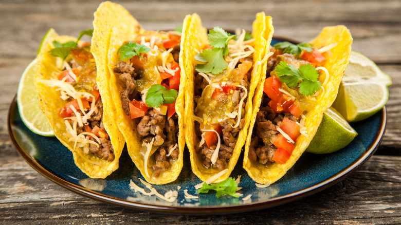 Tacos on a blue plate