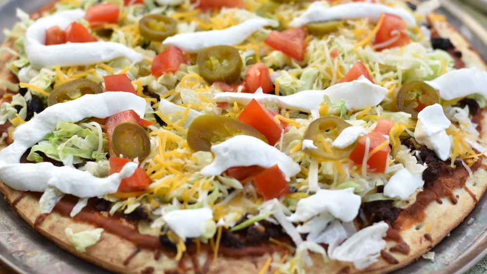 close up of taco pizza