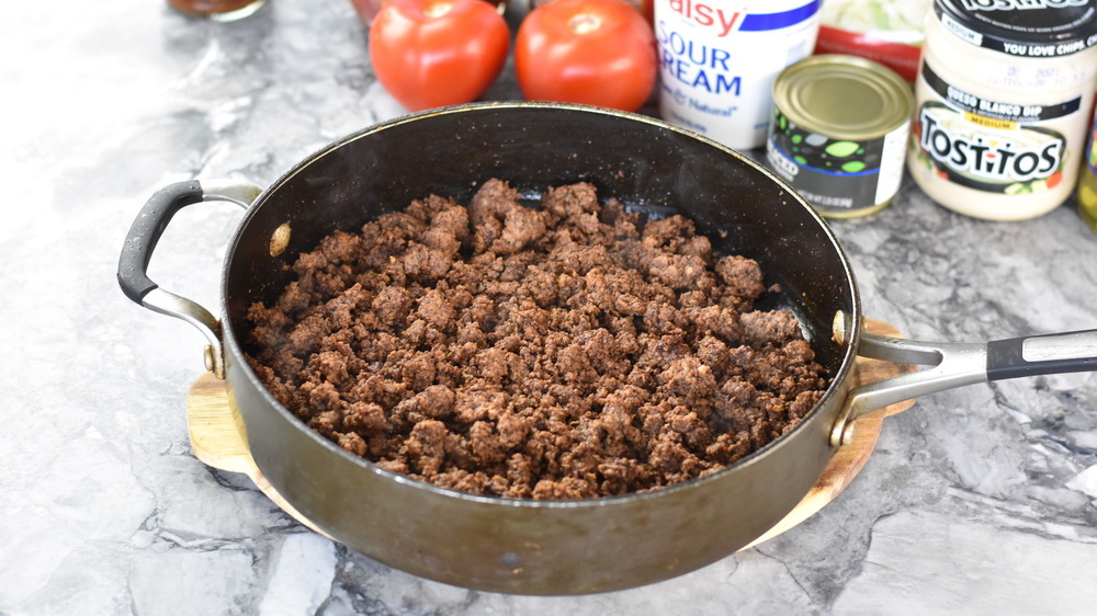 ground beef in pan