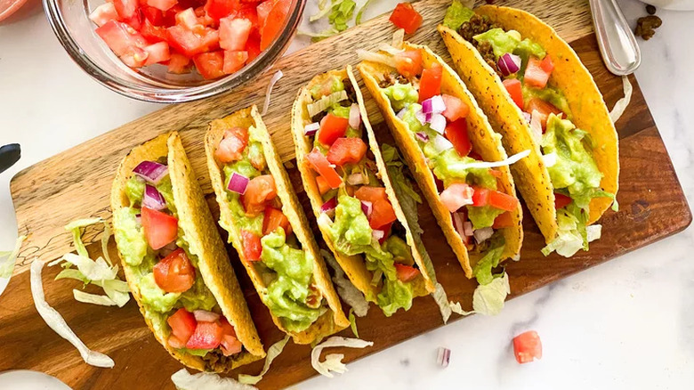 vegetarian lentil hard shell tacos