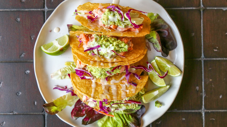 crispy salmon tacos