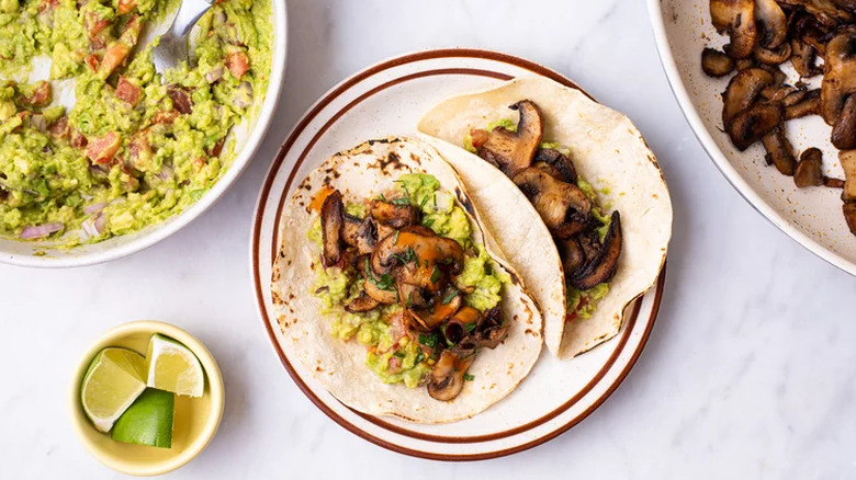 mushroom tacos with guacamole