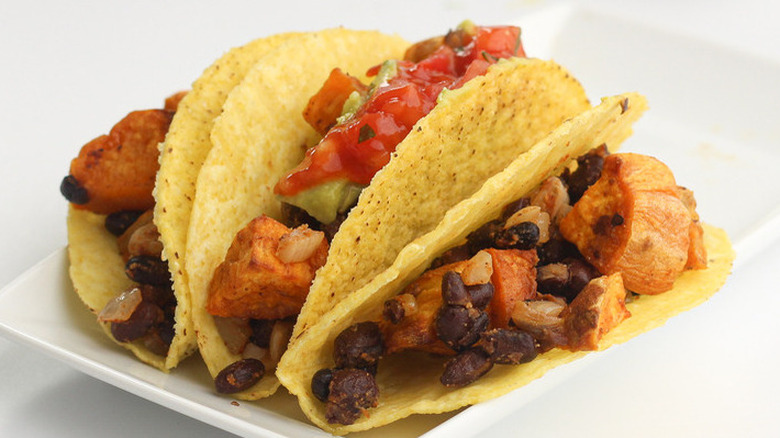 vegetarian sweet potato and black bean tacos