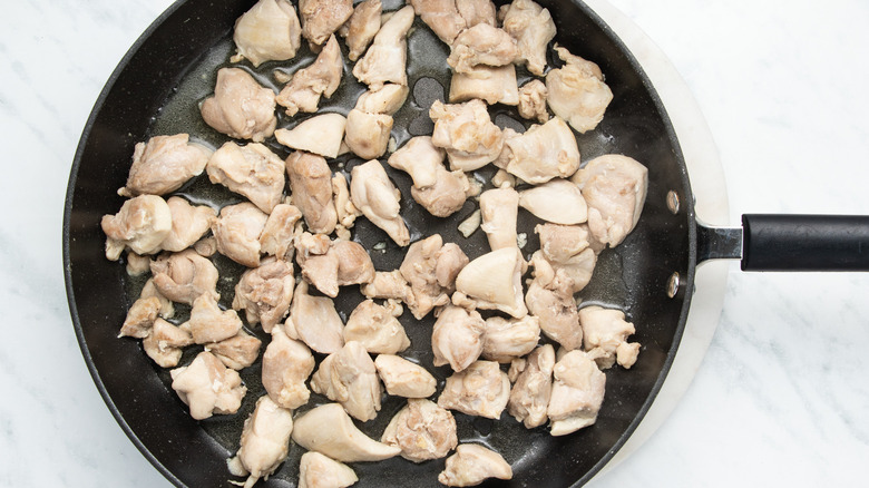 chicken in frying pan 