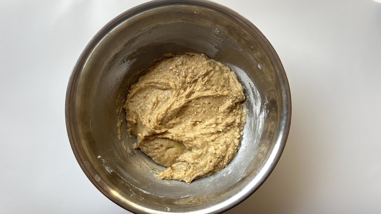 cookie bar batter in bowl