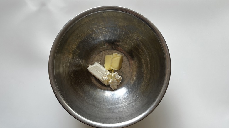 cream cheese and butter in bowl