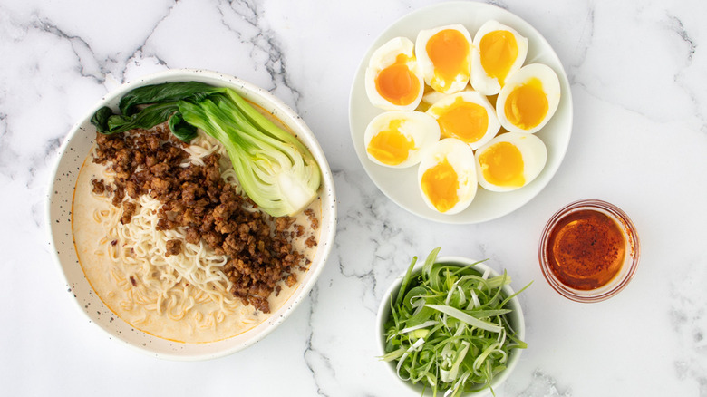 ramen with meat egg vegetables