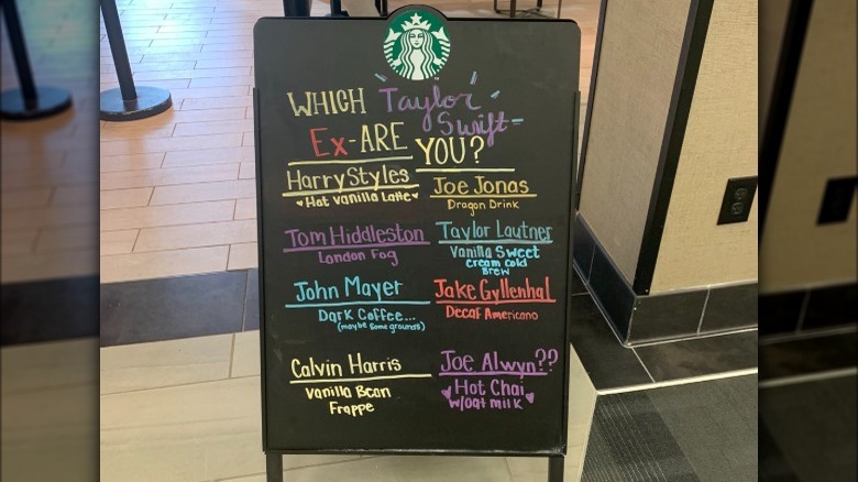 Starbucks sign about Taylor Swift exes