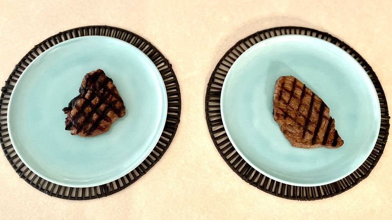 two steaks side by side