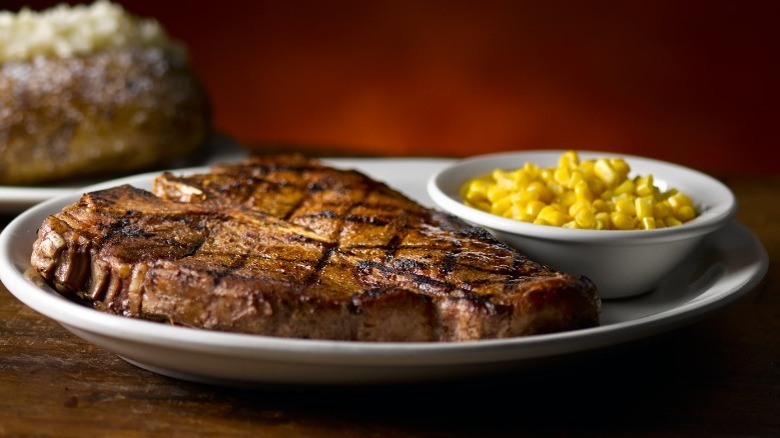 large t-bone with corn