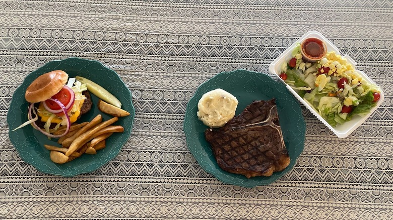 texas roadhouse entrees on table