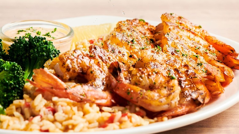 Outback grilled shrimp on plate