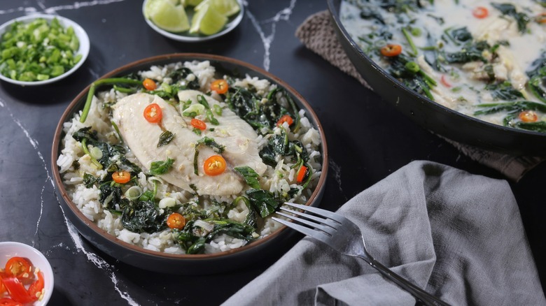 plate of coconut-poached tilapia