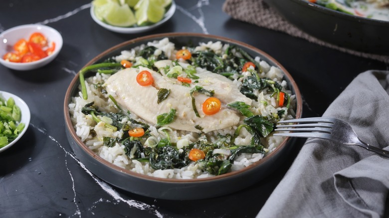 plate of coconut-poached tilapia