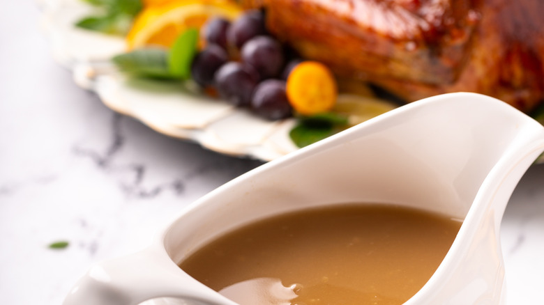 Gravy boat with turkey