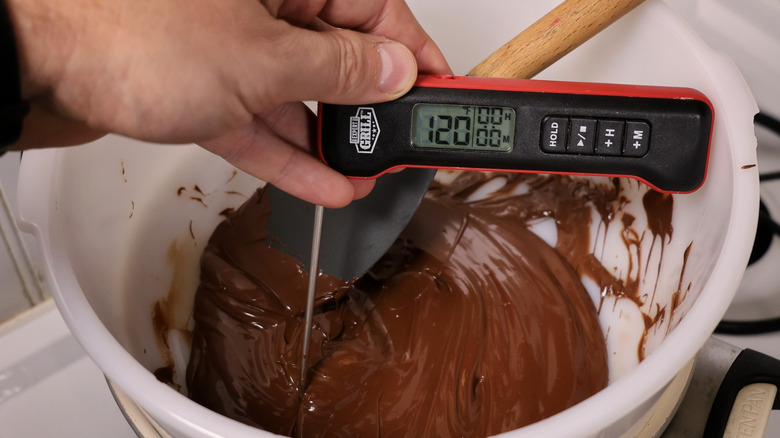 thermometer in melted chocolate