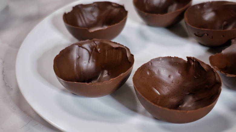 chocolate cups on plate