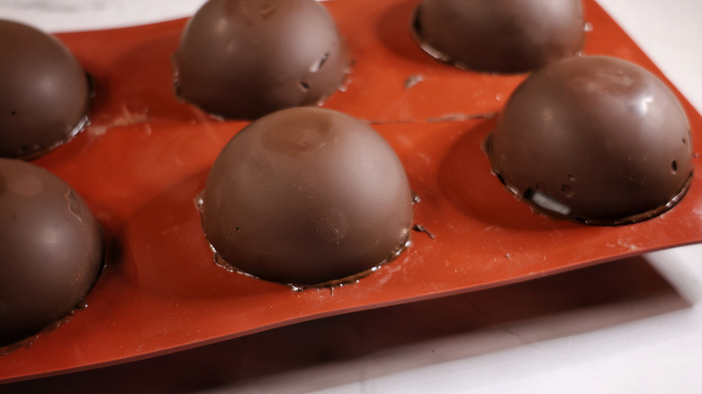 chocolate orbs in mold