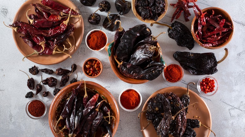 Variety of dried chiles