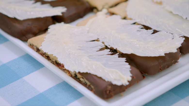 GBBO Feathered cookies on a plate