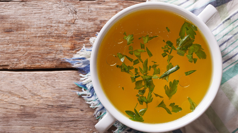 chicken stock in bowl