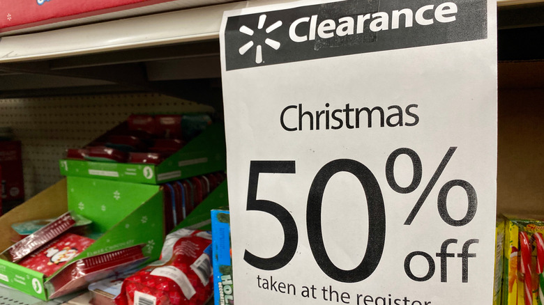 Walmart clearance sale sign on shelf