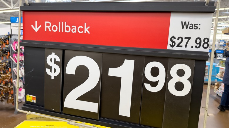 Walmart rollback price sign